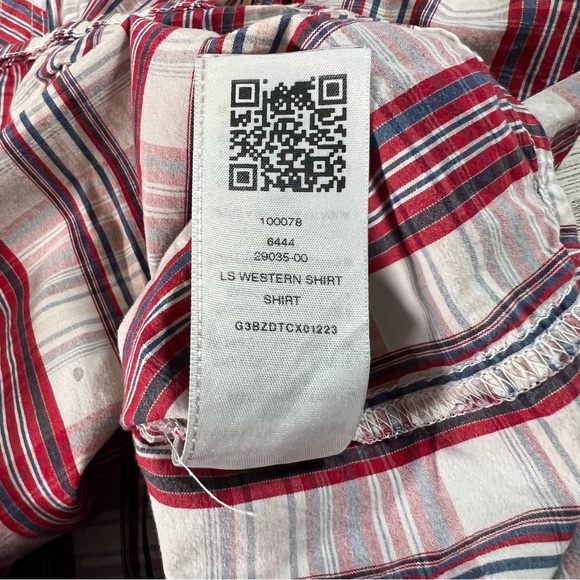 True Religion Men’s LS Western Pearl Snap Shirt Red/White Size Small Rockabilly - Picture 9 of 9